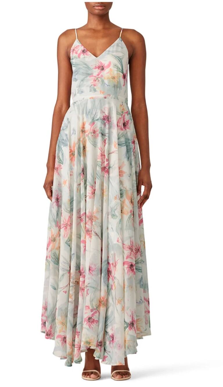 Yumi Kim Floral Maxi Dress Size Large White pink Green